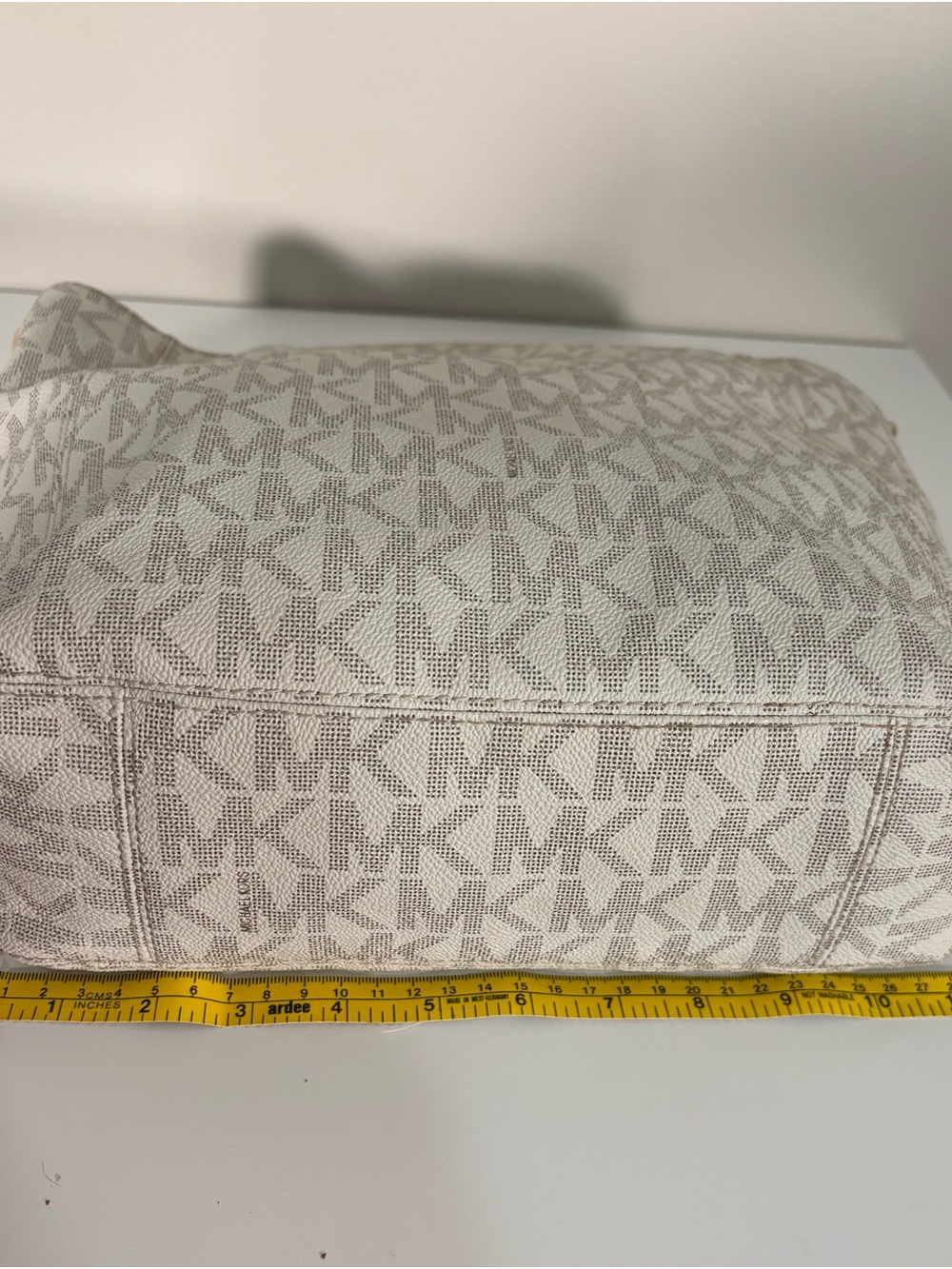Michael Kors White Logo Canvas Hobo with Brown Leather Strap - Picture 13 of 13
